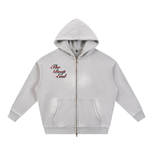 Sunfade Two-way Zipper Boxy Fleece Hoodie
