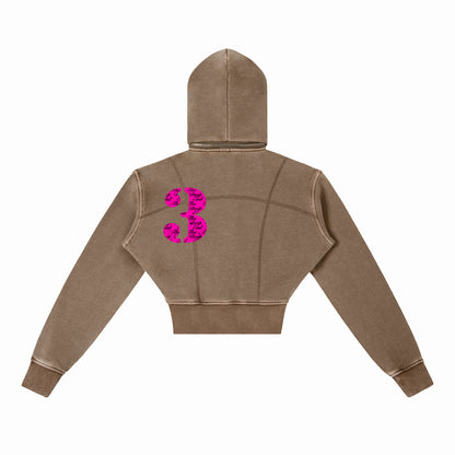 Vintage Washed Cropped Fleece Hoodie