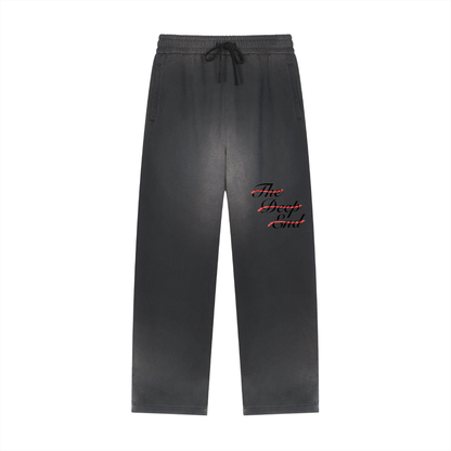 Wave #01: "Shark on Land" Sun Fade Raw Edge Straight-Leg Sweatpants