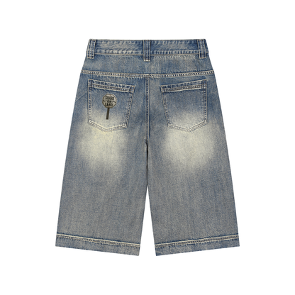 Vintage Wash Baggy Denim Shorts