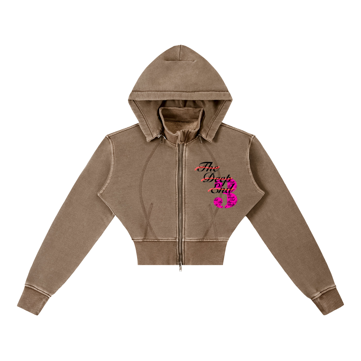 Vintage Washed Cropped Fleece Hoodie