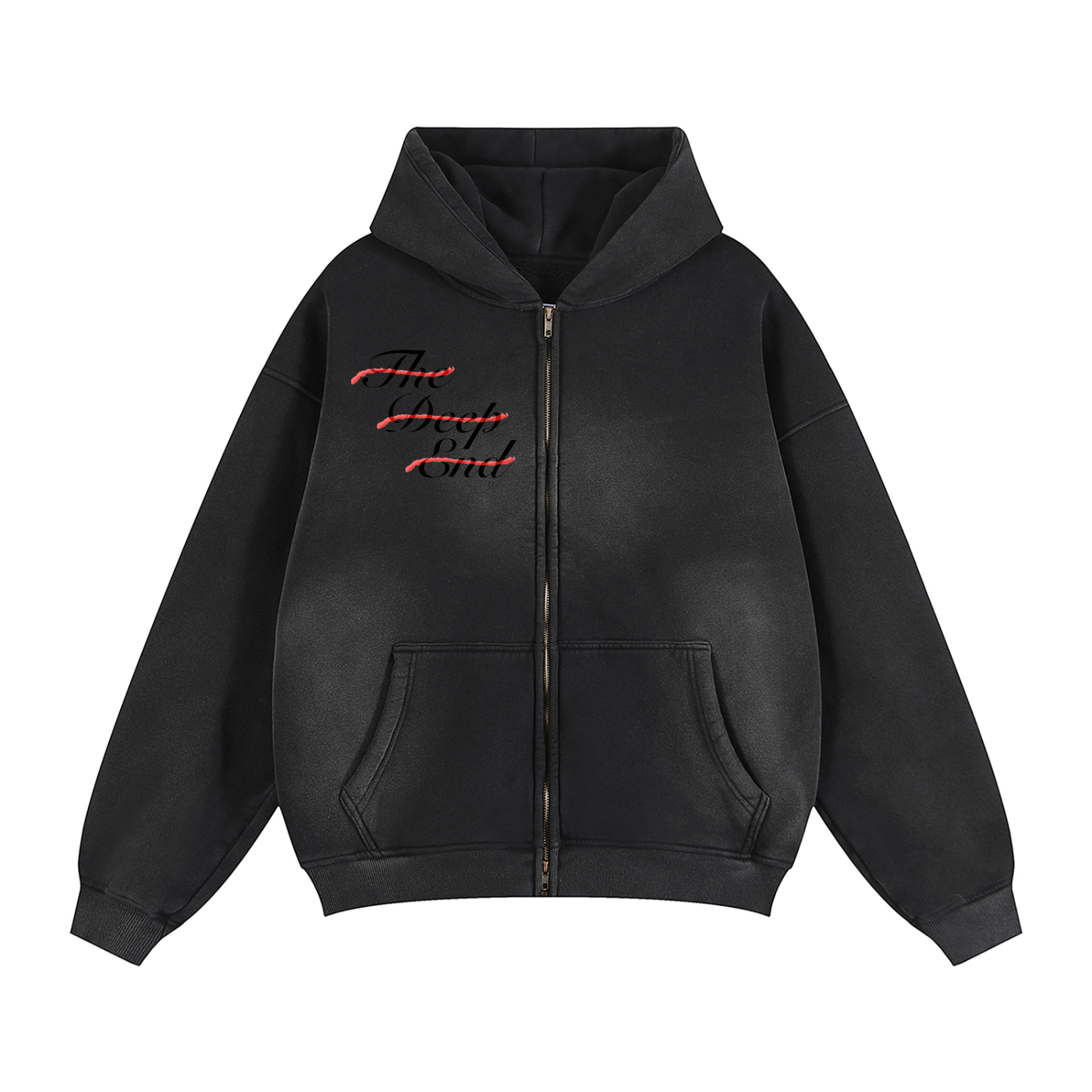 Wave #01: "Shark on Land" Sunfade Two-way Zipper Boxy Fleece Hoodie