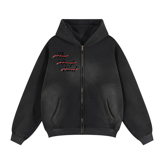 Wave #01: "Shark on Land" Sunfade Two-way Zipper Boxy Fleece Hoodie