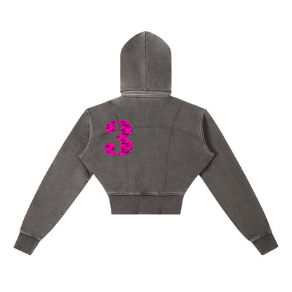 Vintage Washed Cropped Fleece Hoodie