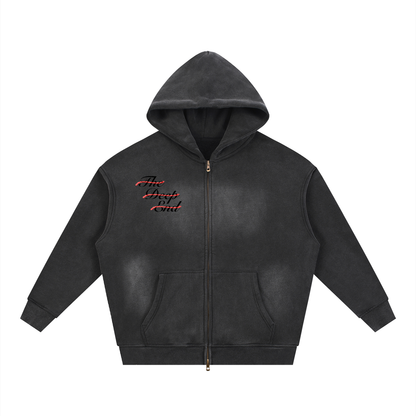 Sunfade Two-way Zipper Boxy Fleece Hoodie