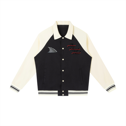 Contrast Raglan Sleeve Baseball Jacket