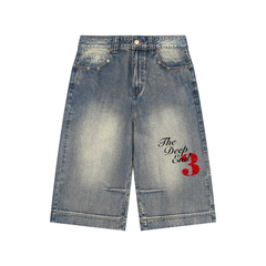 Vintage Wash Baggy Denim Shorts