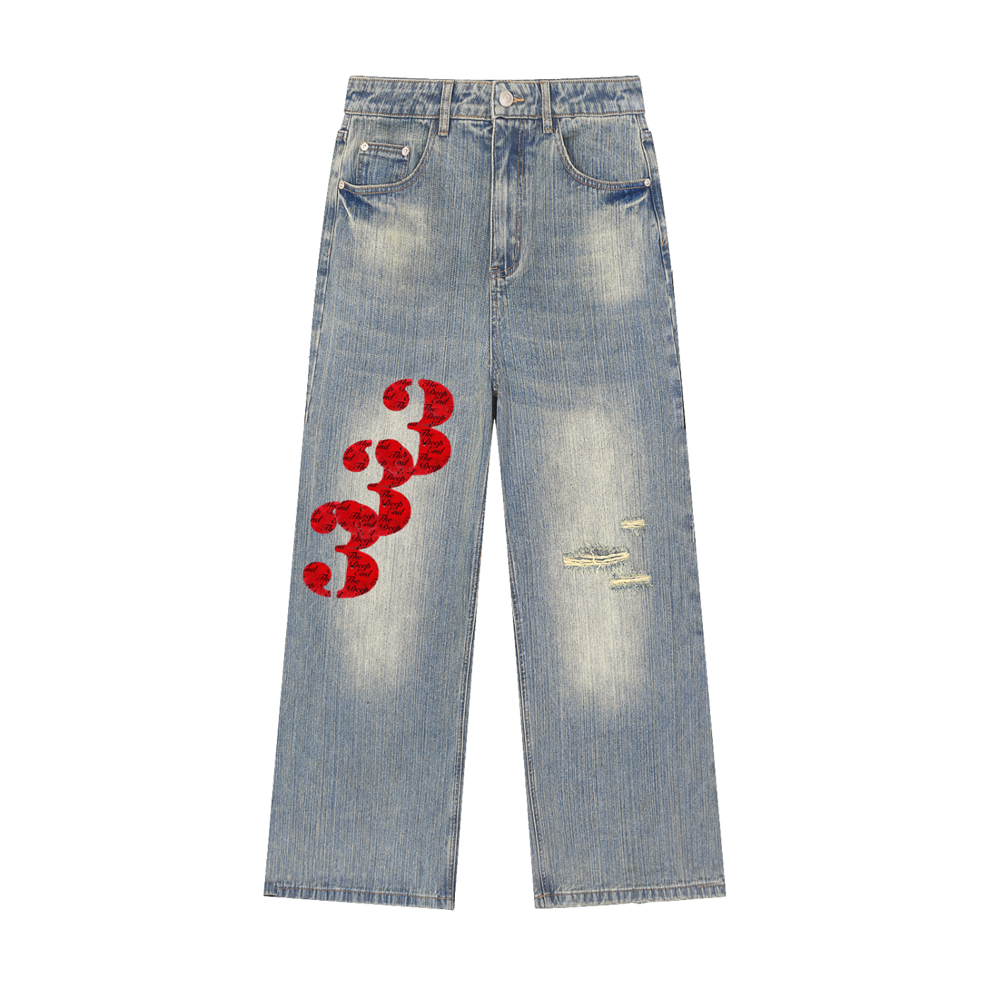 Vintage Wash Distressed Denim Jeans