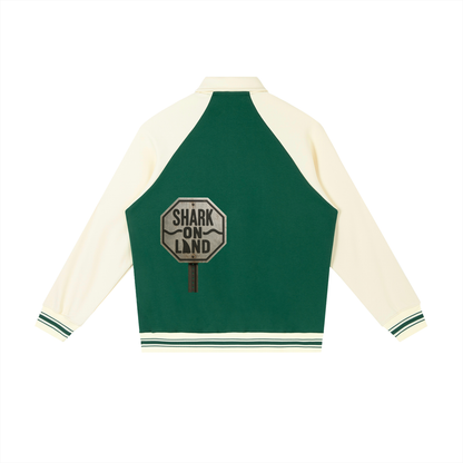 Contrast Raglan Sleeve Baseball Jacket