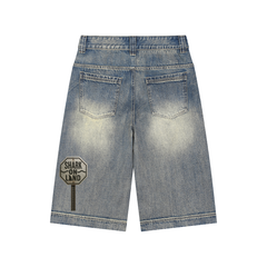 Vintage Wash Baggy Denim Shorts