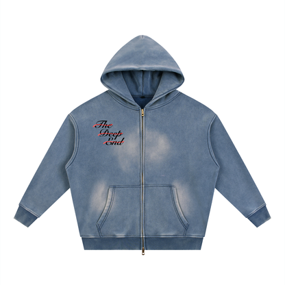 Sunfade Two-way Zipper Boxy Fleece Hoodie