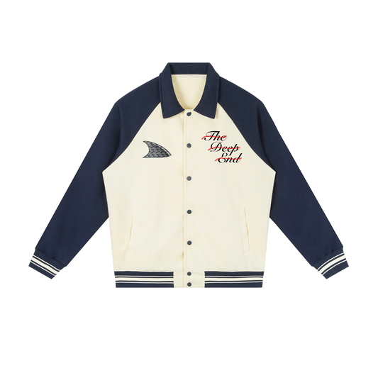 Contrast Raglan Sleeve Baseball Jacket