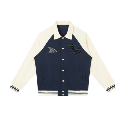 Contrast Raglan Sleeve Baseball Jacket