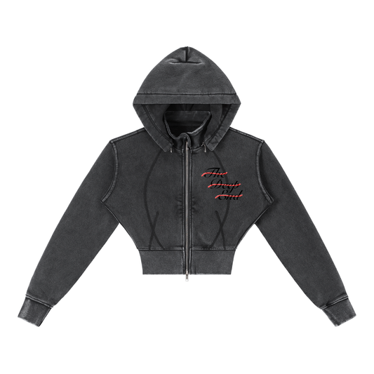 Vintage Washed Cropped Fleece Hoodie