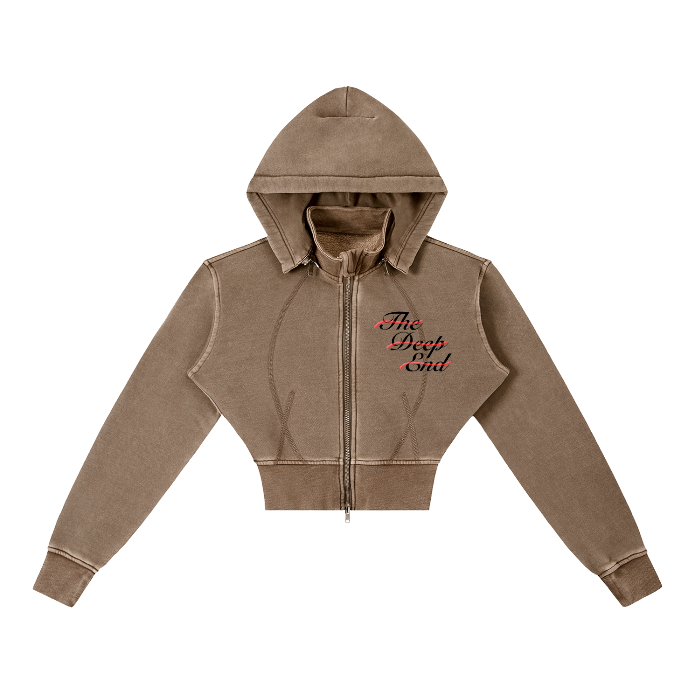 Vintage Washed Cropped Fleece Hoodie